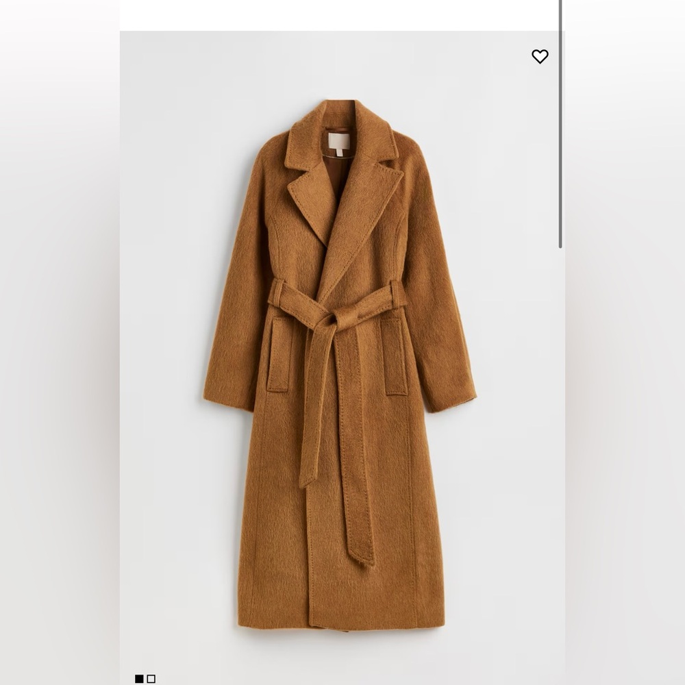 H&M Premium Wool Blend Wrap Coat size M Camel/Tan
